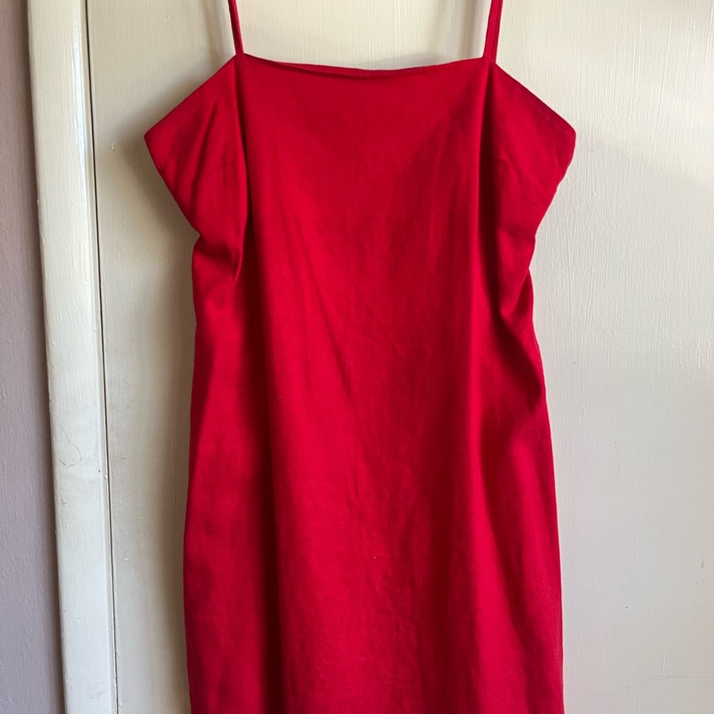 Red Spaghetti‑Strap Slip Dress